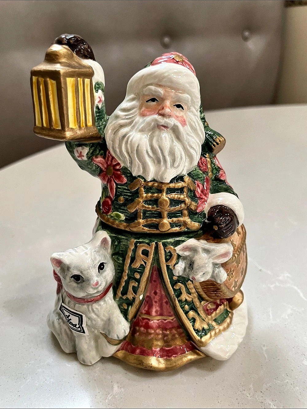 Fitz and Floyd Santa with Lantern and Animals Holiday Salt or Pepper Shaker